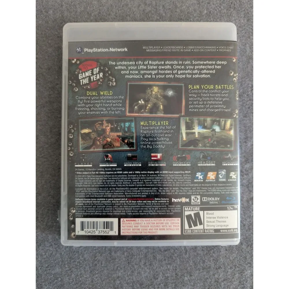 BioShock 2 (Sony PlayStation 3, 2010) PS3 Black Label CIB Tested Complete